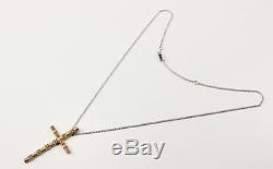 Roberto Coin Appassionata 18k White/rose Gold Large Cross Necklace Pendant
