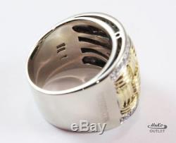 Roberto Coin Appassionata 18k White/yellow Gold Diamond Thick Band Ring Size 8
