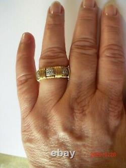 Roberto Coin Appassionata Diamond 18k Gold 6.5mm Wide Band Ring Size 8