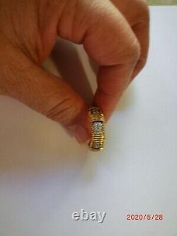 Roberto Coin Appassionata Diamond 18k Gold 6.5mm Wide Band Ring Size 8