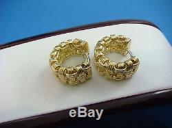Roberto Coin Authentic Woven Design 18k Yellow Gold Huggie Earrings, 12.2 Grams