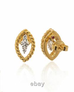 Roberto Coin Barocco 18k Yellow Gold Diamond 0.28ct Ruby Earrings 9991012AJERX