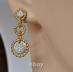 Roberto Coin Barocco Diamond Round Drop Earrings 18K Yellow Gold $3300 Sale New