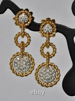 Roberto Coin Barocco Diamond Round Drop Earrings 18K Yellow Gold $3300 Sale New