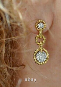 Roberto Coin Barocco Diamond Round Drop Earrings 18K Yellow Gold $3300 Sale New