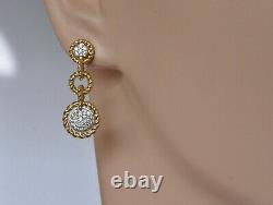 Roberto Coin Barocco Diamond Round Drop Earrings 18K Yellow Gold $3300 Sale New