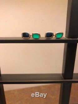 Roberto Coin Black Jade Collection Earrings, Green Agate and Black Jade, 18K YG