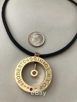 Roberto Coin Cento Large O Pendant And Leather Cord Necklace. MSRP $11,600