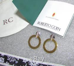Roberto Coin Chic & Shine Diamond Open Circle Drop 18k Yellow Gold Earrings