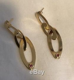 Roberto Coin Chic & Shine Earrings 18k Yellow Gold Dangle Ruby Retail $1180