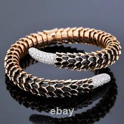Roberto Coin Cobra Jewelry Black Enamel Diamond 18K Rose Gold Bangle Bracelet