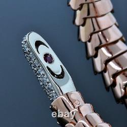 Roberto Coin Cobra Jewelry Black Enamel Diamond 18K Rose Gold Bangle Bracelet