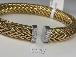 Roberto Coin Diamond 18k Yellow Gold Woven Cuff Bracelet