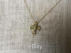 Roberto Coin Diamond Fleur de Lis Tiny Treasures Necklace 18k Yellow Gold 16-18