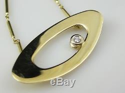 Roberto Coin Diamond Necklace 18K Yellow Gold Oval Ring 15.5 Lobster Claw