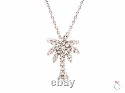 Roberto Coin Diamond Palm Tree Pendant with Chain, 18K White Gold Tiny Treasures