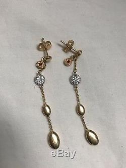 Roberto Coin Diamond Pebble 18k Yellow Gold Dangle Earrings