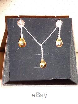 Roberto Coin Diamonds and Citrine 18k Necklace and Eearrings set