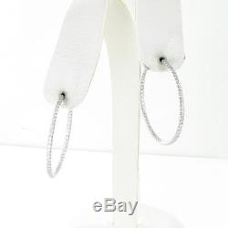 Roberto Coin Earrings Inside Out Hoops 1.10cts Diamonds 18k White Gold New $3500