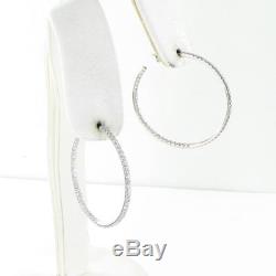 Roberto Coin Earrings Inside Out Hoops 1.10cts Diamonds 18k White Gold New $3500