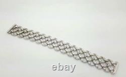 Roberto Coin Estate 18k White Gold Round Diamond Wide Link Satin Bracelet Italy