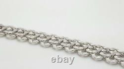 Roberto Coin Estate 18k White Gold Round Diamond Wide Link Satin Bracelet Italy