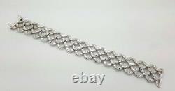 Roberto Coin Estate 18k White Gold Round Diamond Wide Link Satin Bracelet Italy