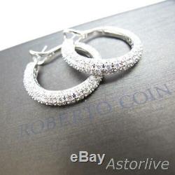 Roberto Coin Fantasia 18K White Gold Pave Diamond Earrings 24mm 2.9 ctw #A208