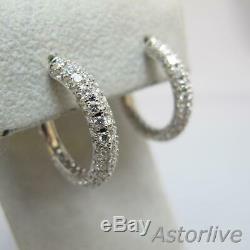 Roberto Coin Fantasia 18K White Gold Pave Diamond Earrings 24mm 2.9 ctw #A208