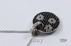 Roberto Coin Fantasia 18k Gold Diamond Black Sapphire Circle Necklace Pendant