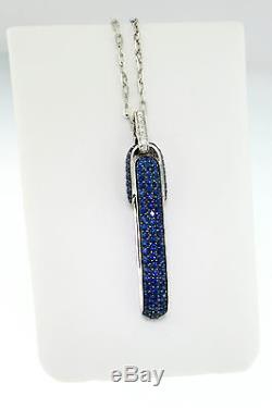 Roberto Coin Fantasia Blue Sapphire & Diamond Pendant Necklace 18 K White Gold