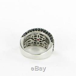 Roberto Coin Fantasia Flower Ring Diamond Black Sapphire 18K Wht Gold Sz 6.5 New