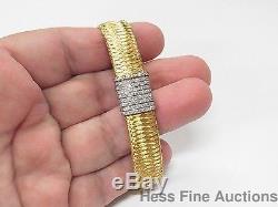 Roberto Coin Fine Diamond 1ctw Huge 18k Gold Wide Omega Mesh Slide Bracelet