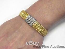 Roberto Coin Fine Diamond 1ctw Huge 18k Gold Wide Omega Mesh Slide Bracelet