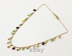 Roberto Coin Fringe Collection 18k Yellow Gold Peridot Garnet Citrine Necklace