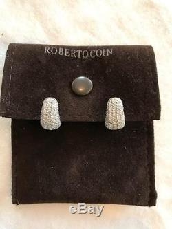Roberto Coin Gold And Pave Diamond Huggies Snap Hoop Earrings