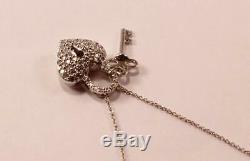 Roberto Coin Heart And Key 18k White Gold Diamond Lock Necklace Pendant