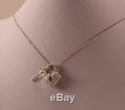 Roberto Coin Heart And Key 18k White Gold Diamond Lock Necklace Pendant