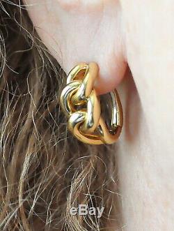 Roberto Coin Hoop Knot Earrings 18K Yellow Gold $3100 New Sale