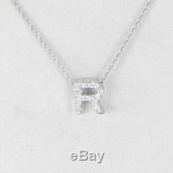Roberto Coin Initial Thoughts Letter R Necklace 18k WG Diamond 0.06cts New $580