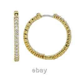 Roberto Coin Inside Out Perfect Diamond Hoop Earrings in 18k Yellow Gold 1.53 ct