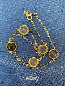Roberto Coin Ipanema Necklace Five Station Gemstone 18K New Gold $2500 Sale