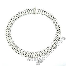 Roberto Coin Italian 18k White Gold Diamond Primavera Woven Flex Bangle Bracelet
