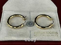 Roberto Coin Italian 18k Yellow Gold Martellato Hammered Hoop Earrings