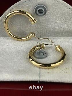 Roberto Coin Italian 18k Yellow Gold Martellato Hammered Hoop Earrings