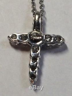 Roberto Coin Italy 18K Diamond White Gold LARGE Cross necklace. 42ct $1380