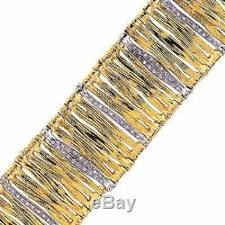 Roberto Coin Italy 18K Yellow & White Gold Diamond Elephant Skin Link Bracelet