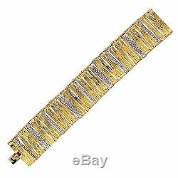 Roberto Coin Italy 18K Yellow & White Gold Diamond Elephant Skin Link Bracelet