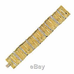 Roberto Coin Italy 18K Yellow & White Gold Diamond Elephant Skin Link Bracelet