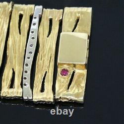Roberto Coin Italy 18K Yellow & White Gold Diamond Elephant Skin Link Bracelet
